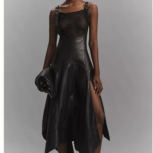 NWT Anthropology Pilcro Black Asymmetrical Leather Skirt/Jumper